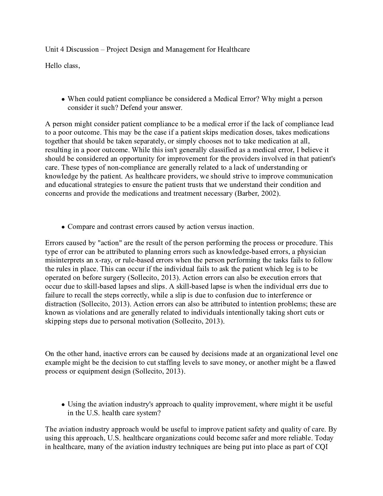 Preview image for HS460 Unit 4 Discussion.edited.docx  Unit 4 Discussion â€“ Project Design and Management f